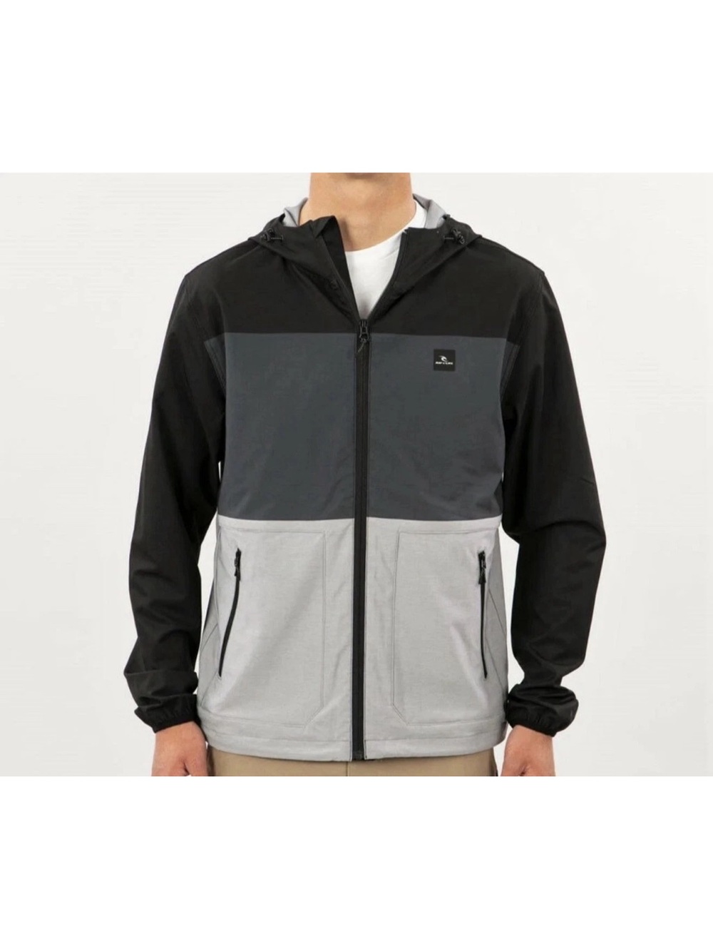 RIP CURL Men's ELITE BLOCKED ANTI SERIES Shell Jacket Black/Grey Medium
